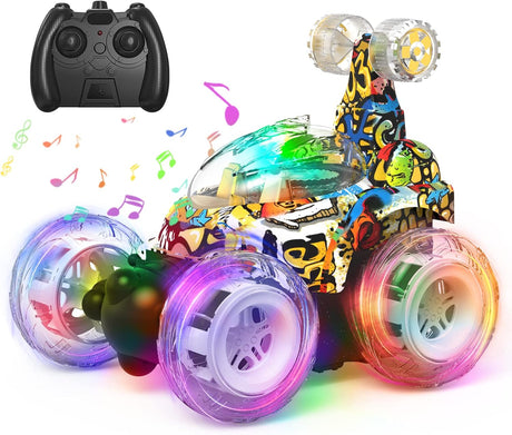 Kizeefun Remote Control Cars Remote Control Car Stunt RC Car for Kids,RC Stunt Car with 360°Flips Rotation Remote Control Cars for Girls Boys with Light Stunt Vehicle Truck Car Boys Toys Girls Toys.