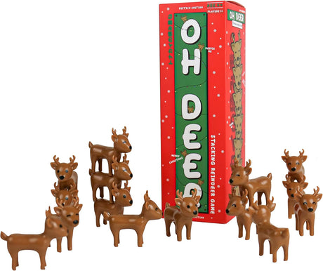 Gift Republic Oh Deer 15 Pieces Christmas Stacking Game Fun Family Tumbling Tower Game Reindeer Stack Gift for Kids.