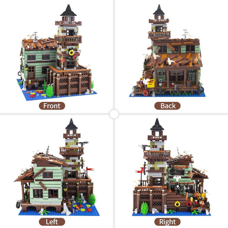 OundarM Fishing Village Cabin Mini Bricks Building Set, Architecture Set Modular Building Set House Building Blocks Set for Adults, 6+ Boys Girls(1881 Pcs).