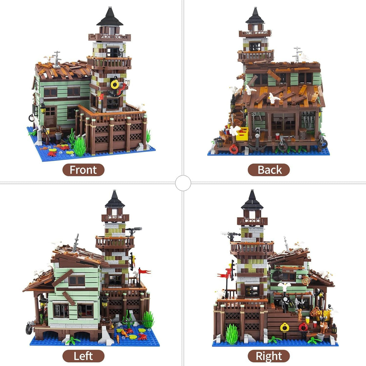 OundarM Fishing Village Cabin Mini Bricks Building Set, Architecture Set Modular Building Set House Building Blocks Set for Adults, 6+ Boys Girls(1881 Pcs).