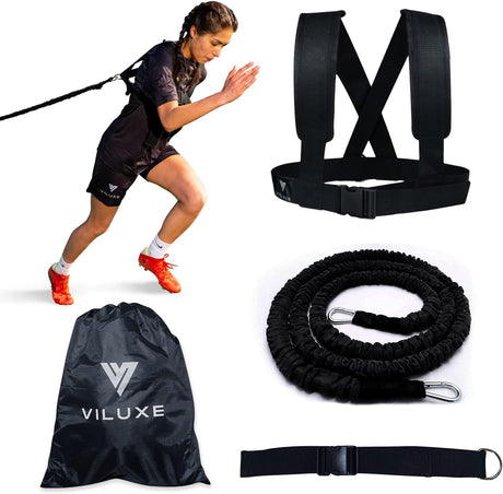 Strength & Power Training Bungee/Belt | 35kg Resistance Band | Waist Strap, Harness & Clip| Extra Strong 3 Metre Stretch | Sports/Gym Equipment | One Size | Fitness, Football, Home Workout.