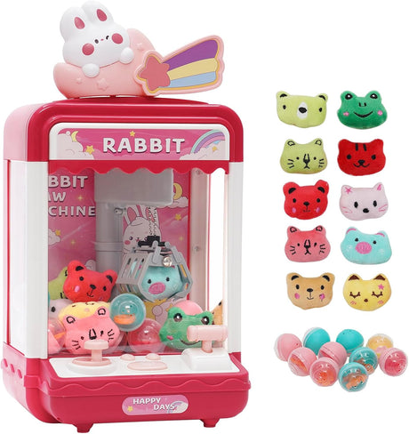 Ark miido Claw Machine for Kids, Candy Machine Grabber Arcade Game Toys, Mini Vending Machine Dispenser Machine With Music & 10 Dolls and 10 Eggs, Indoor Educational Toy for Girls Gift.