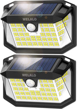 WELALO Solar Security Lights, 188 LED Solar Motion Sensor Lights, IP65 Waterproof Solar Lights Outdoor Garden, 3 Modes PIR Solar Powered Wall Lights for Outside Garden Fence Door Yard (2 Pack)