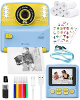 PHNIXGAM Kids Instant Print Camera with 2 Flash Lights, Children Selfie Digital Camera with 2.4 Inch Screen, 32GB Card, 5 Rolls Print Paper for Age 3-12 Gifts Travel (Blue).