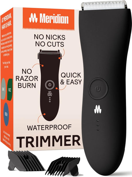 MERIDIAN Manscaping Body Hair Trimmer for Men - High Precision Ball Shaver, Groin and Body Groomer - Ideal for Pubic Hair and Intimate Male Grooming - Sage.