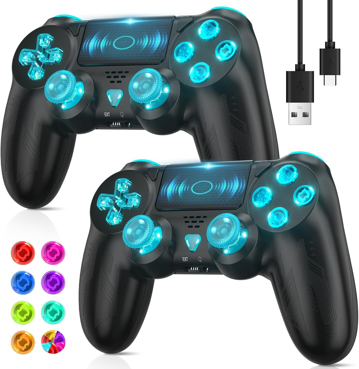 TURPOW Wireless Controller for PS4, Dual Motor Vibration 6-Axis Sensor with LED Lighting Turbo/Touchpad/3.5mm Audio Jack, Gamepad Remote Control for Ps-4/P4 Pro/P4 Slim/PC sound