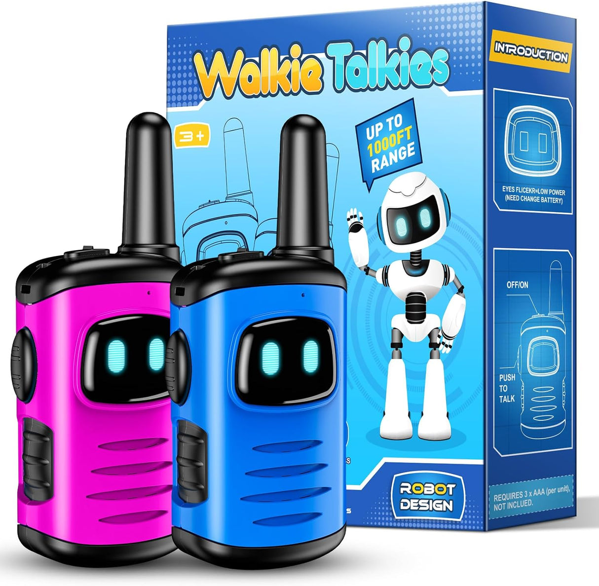 EUTOYZ Walkie Talkie 3 Packs, Toys for 3 4 5 6 Year Old Boy Girl Gift for 3-12 Year Olds Boys Toys Age 4-9 Walkie Talkie Kids Toys Age 5 6 7 Outdoor Toys Toddler Toys Girls Birthday Presents.