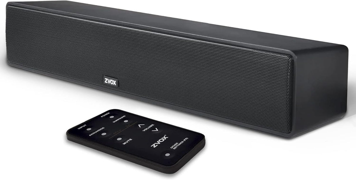 ZVOX Dialogue Clarifying Sound Bar with Patented Hearing Technology, Twelve Levels of Voice Boost - 30-Day Home Trial - AccuVoice AV157 TV Speaker (Black).