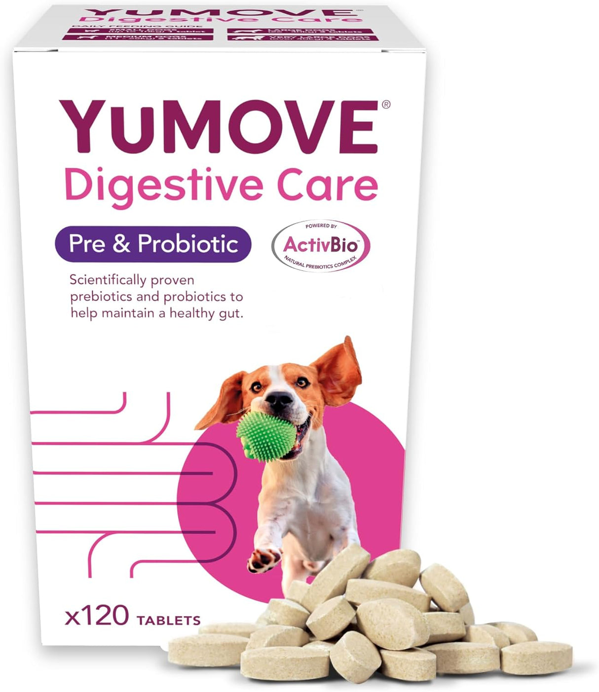 YuMOVE Digestive Care for All Dogs | Previously YuDIGEST | Probiotics for Dogs with Sensitive Digestion, All Ages and Breeds | 120 Tablets