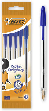 BIC Cristal Original Ballpoint , Comfortable Biro Pens, Medium Point (1.0mm), Assorted Colours, Pack of 10.