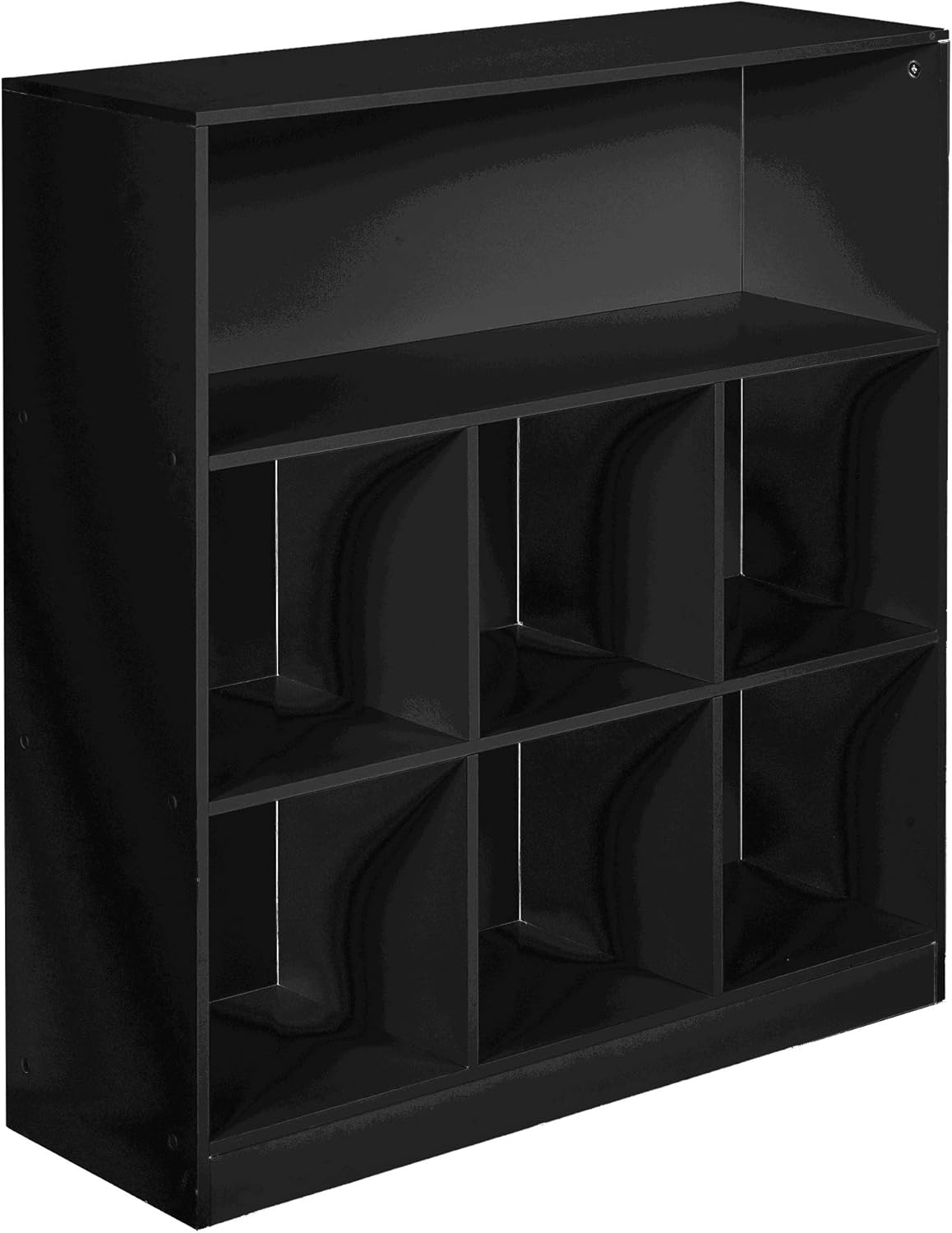 URBNLIVING Wide Wooden 7 Cube Bookcase Storage Unit (Black, Wide).