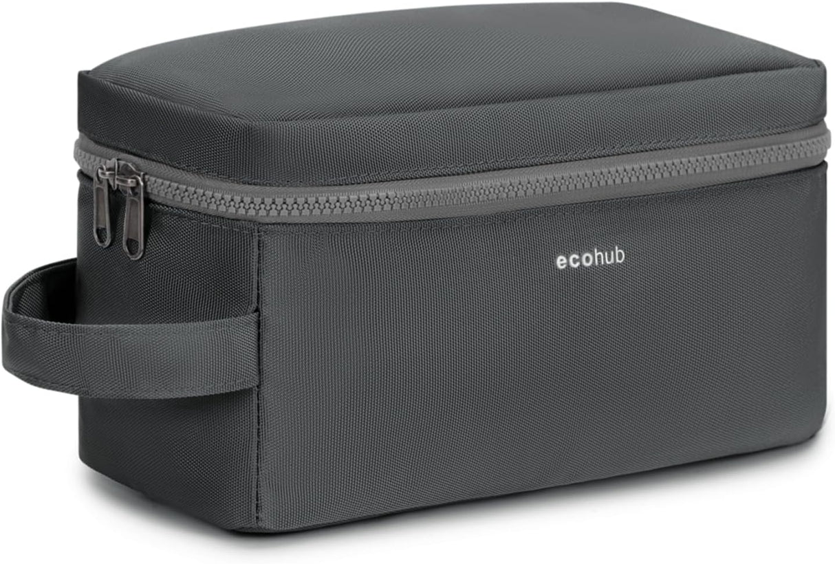 ECOHUB Water-Resistant Travel Toiletry Bag, Recycled Wet and Dry Separation Wash Bag, Dopp Kit Shaving Bag, Wide-Open Zipper Pouch Travel Toiletries Bag for Men, Patent Pending, Black.