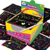 ZMLM Rainbow Scratch Mini Art Notes - 125 Magic Scratch Note Pads Cards Sheets for Kids Black Scratch Crafts Arts DIY Party Favor Supplies Kit Birthday Game Toy Gifts Box for Girls Boys Halloween.