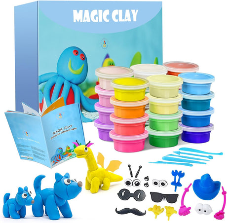 Modelling Clay Kit - 24 Colors Air Dry Magic Clay, DIY Molding Clay with Tools, Craft Kit for Kids Boys Girls, Presents Gift for Boys & Girls Age 3-12 Year Old.