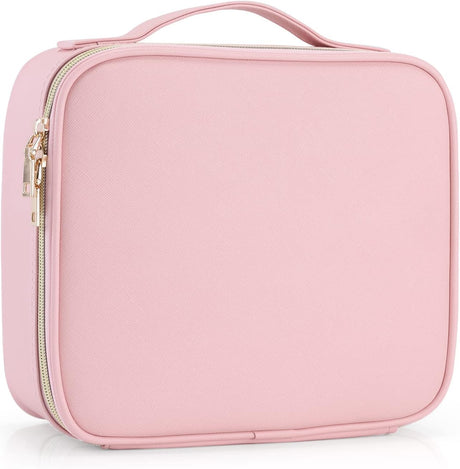 Stagiant PU Leather Makeup Bag Cosmetic Case Travel Beauty Box Hairdressing Tools Organiser Storage Box Make Up Train Case with Removable Compartment, Baby Pink.