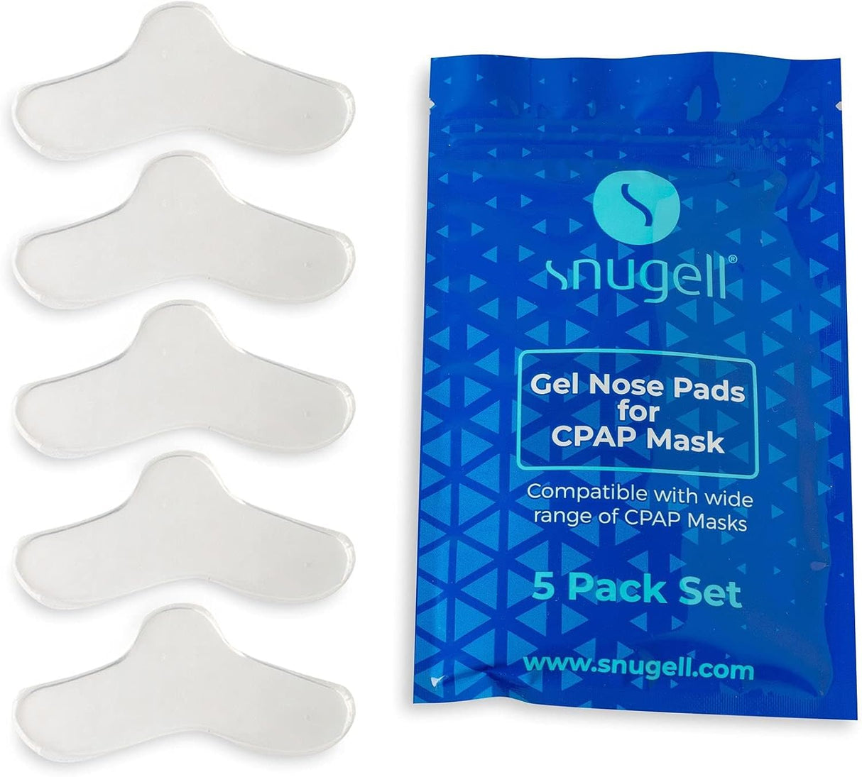 CPAP Nose Pads for CPAP Mask by Snugell (5-Pack) - Universal Fit for Most CPAP Masks - for Enhanced Sleep Comfort - Reusable Up to 15 Times Each.