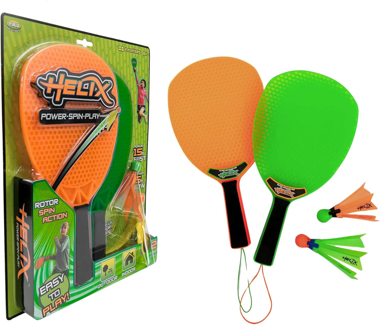 Yulu Sports Helix Tennis Game Set Includes Beginner and Pro Shuttles for Adjustable Skill Levels, Innovative Spin Technology for Stable Flight, Perfect Game for Indoor and Outdoor Play, For Ages 8+.