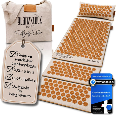 Glanzstück Berlin® Health Collection XXL Acupressure Mat Set for Full Body for Tension Headaches Back Pain Stress.