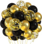 TUPARKA 12 inches Black Gold Confetti Balloons Kit 60 Pack Metallic Gold Black Party Balloon for Birthday Graduation Baby Shower Wedding Anniversary Party Supplies.