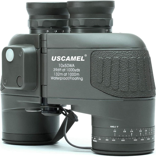 USCAMEL® 10x50 HD Military Binoculars with Rangefinder Compass Telescope Nitrogen Filled Waterproof Sports Optics Army Green.