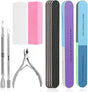 Nail File Set, WOVTE 11 Pcs Nail Files Block 7 Ways Buffer Block Buffer Block Sponge Polished, Come with Cuticle Nipper and Pusher for Dead Skin Nail Trimming Manicure Tools.