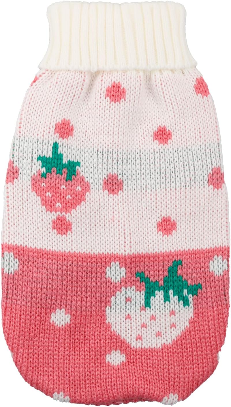 Vanyibro Winter Hillylolly Pet Jumper,Cute Strawberry Sweater for Cats, Warm and Comfortable Pet Clothing (S)