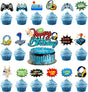 Video Game Cake Topper - 17 Piece Game Cake Birthday Decorations Picks Game On Controllers Gamepad Cupcake Decorations Happy Birthday Cake Decorations for Kids Gaming Themed Birthday Party.