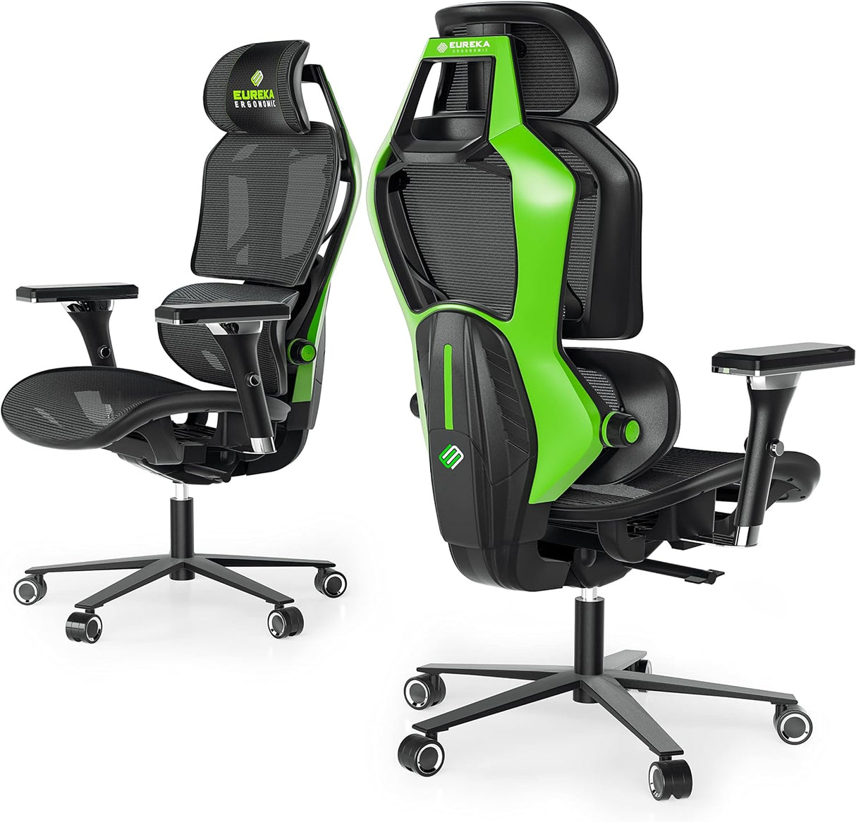 EUREKA ERGONOMIC Typhon Gaming Chair Ergonomic Home Office Chair with Lumbar Support Mesh Comfortable Computer Desk Chair with 4D Armrests Black Green.