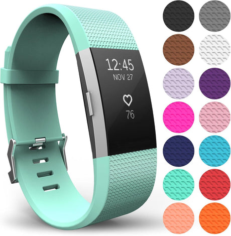 Yousave Accessories Compatible With FitBit Charge 2 Strap, Adjustable Band Straps, Replacement Silicone Sport Wristband For Men/Women in Small or Large.