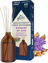 Glade Aromatherapy Reed Diffuser, Home Decor Essential Oils Diffuser Calming Fragrance, Moment of Zen with French Lavender & Australian Sandalwood, 80 ml.