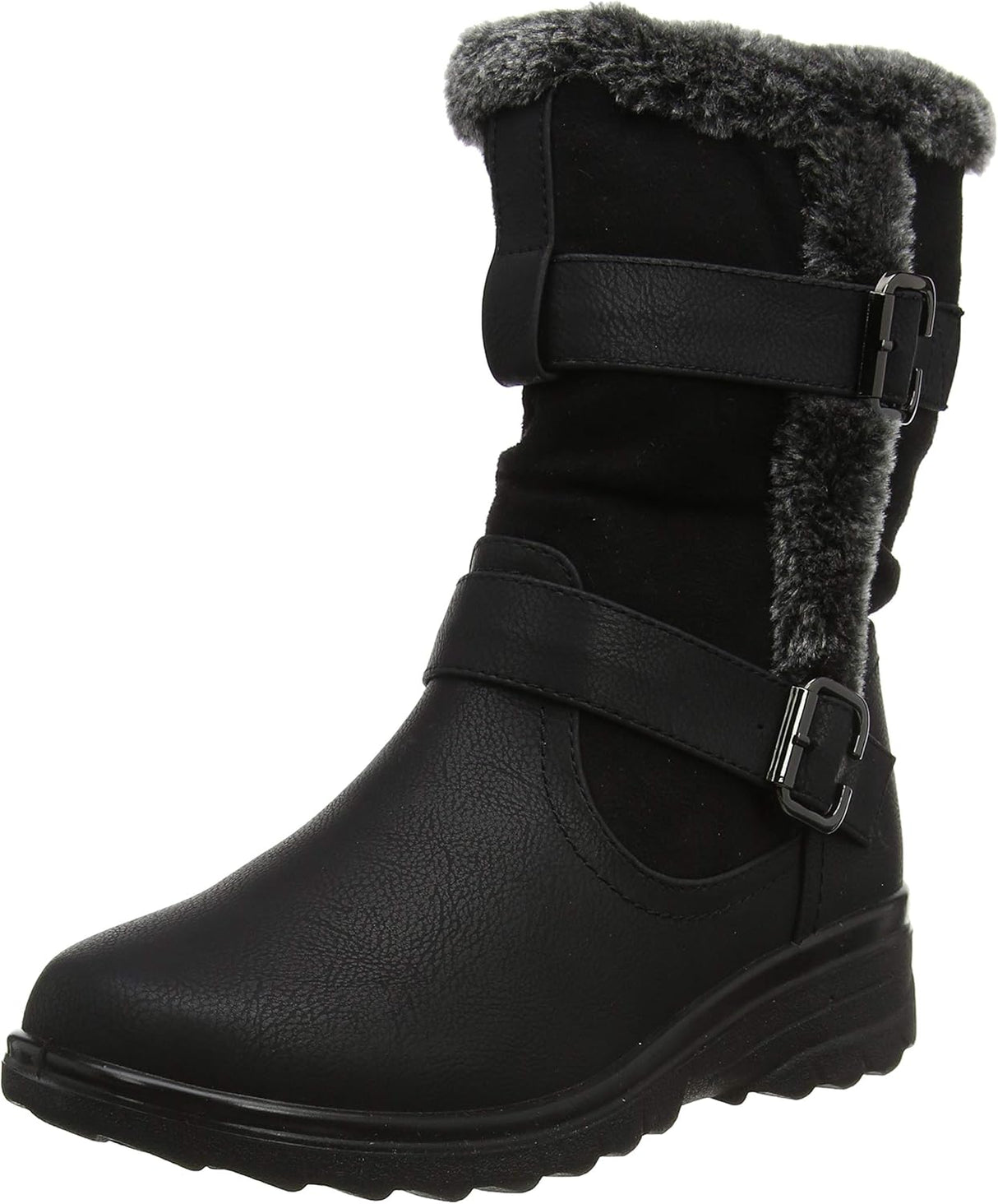 Cushion Walk Fur Lined Soft Lightweight Flexible Zip Buckle Ladies Boots UK 3-8.