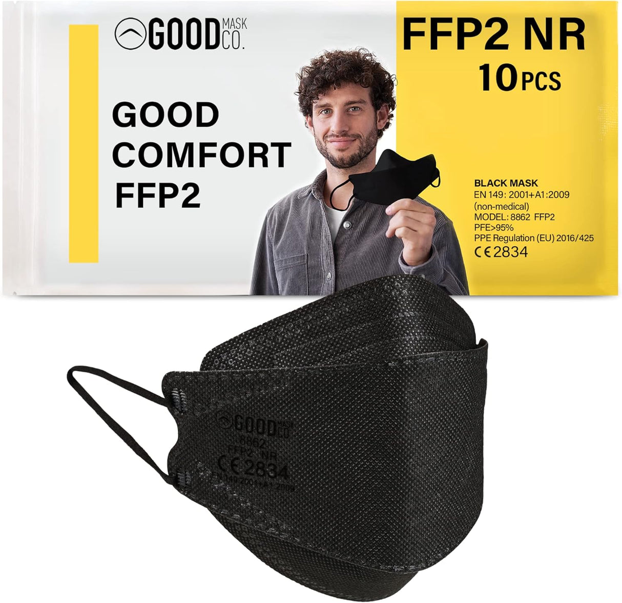 Good Mask Co. Good Comfort Adult FFP2 Face Masks, Disposable and Comfortable Face Masks.