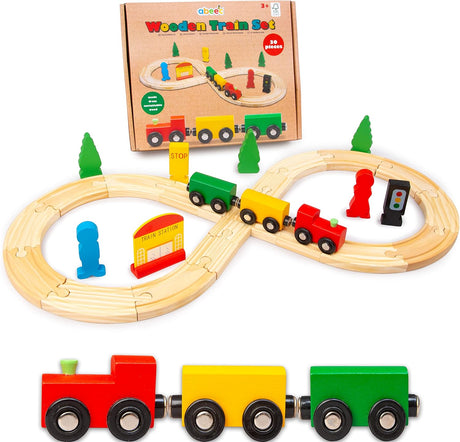 abeec Wooden Train Set - Wooden Toys - Wooden Train Track - Train Sets For Kids - Toddler Toys For Kids - Wooden Toys For Kids - Toy Train.