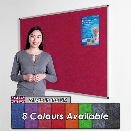 Wonderwall Fire-Resistant Notice Board - Aluminium Frame - 120 x 90cm with Fixings, 6 Colours to Choose from (Green).