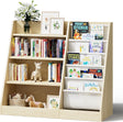 Kids Bookshelf, Five Layer Sling Children Bookcase, Baby Storage Wooden Book Rack, Book and Toy Organizer Cabinet Book Display, for Playroom,Bedroom,Toddler Room,Nursery,Classroom (Burlywood).