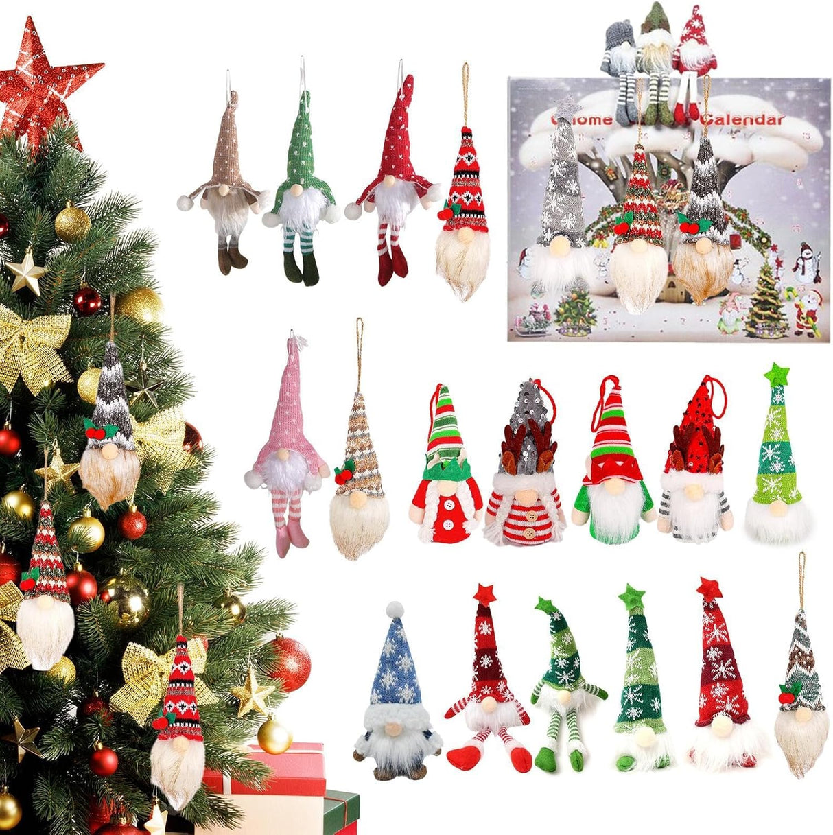 Gdiojnfg 24x Gnome Doll Toy Advent Calendar, 24 Days Of Advent Calendar With Collectible Gnome Dolls, Christmas Go-nk Advent Calendar, Gnome Dolls Christmas Advent Calendar Collectible Gnome Dolls.