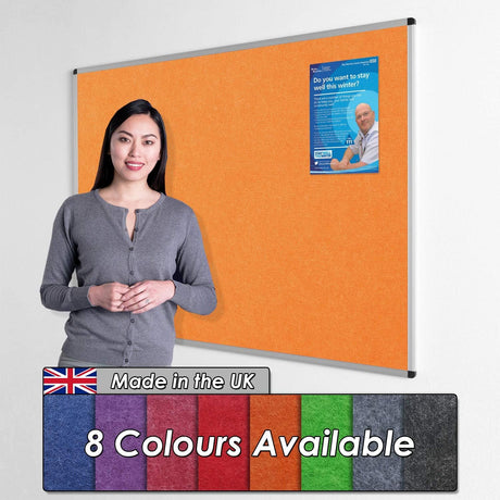 Wonderwall Fire-Resistant Notice Board - Aluminium Frame - 120 x 90cm with Fixings, 6 Colours to Choose from (Green).