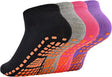 HYCLES 4 Pairs Non Slip Yoga Pailates Socks with Grip for Women and Men Non Skid Ankle Socks for Yoga, Pilates, Barre, Home, Hospital.