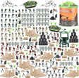 250 PCS Army Men Army Soldier Plastic Toys, Military Action Figures Playset Kids Military Soldiers Bucket with Tanks, Planes, Soldier Figures and Accessories For Boy Girls.