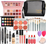 LYMYBETY Makeup Set, Cosmetic Make Up Starter Kit With Storage Bag Portable Travel Make Up Palette Eyeshadow Foundation Lip Gloss for Teenage & Adults (Style B).