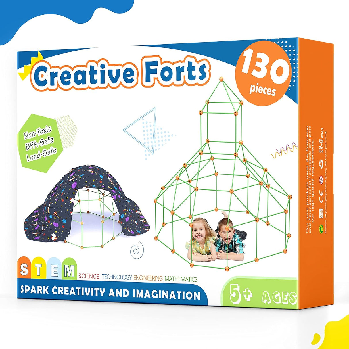 Kids Fort Building Kit - 130 Piece, Construction Toys for 5+ Years Old Boys & Girls, Den Building Kit DIY Play Tent Indoor & Outdoor, STEM Building Toys - Fort, Play House, Secret Base.