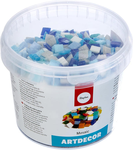 RAYHER Mosaic Tiles Bucket for Arts and Crafts, Glass, Multi-Colour, 1x1 cm, 1 kg, 1300-Piece.