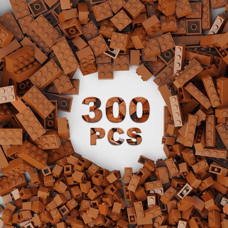 Classic Building Bricks 300 Pieces, 2x4 Coffee Bulk Bricks, 100% Compatible with Lego and All Major Building Block Brands, Creative Building Block Toys for Boys and Girls Aged 6+.