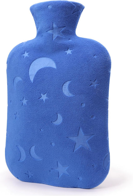 DICEVER Hot Water Bottle with Soft Cover, 2L Hot Water Bag for Menstrual Cramps, Neck and Shoulder Pain Relief, Hot and Cold Therapies, Hand Feet Warmer, Blue.