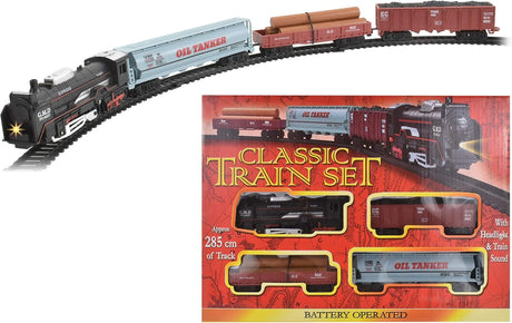 KandyToys Classic Style Train and Track Set | Battery Operated Train Set | 2.85 Metres of Track.