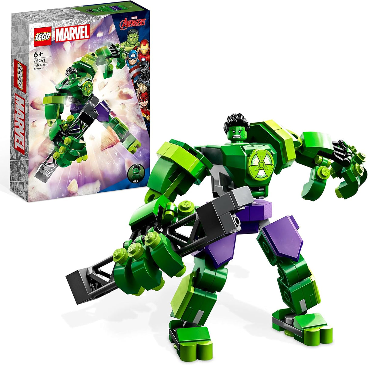 LEGO 76241 Marvel Hulk Mech Armour, Avengers Action Figure Set, Collectable Super Hero Buildable Toys for Boys and Girls Aged 6 Plus, Gift Idea.