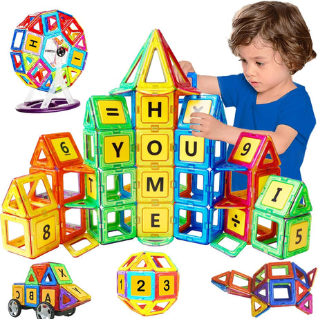 Magblock Magnetic Building Blocks Sets - 46PCS Magnetic Tiles | Magnet Game Toy | Construction Educational Toys for 3 4 5 6 Years Old Boys & Girls On Birthday.