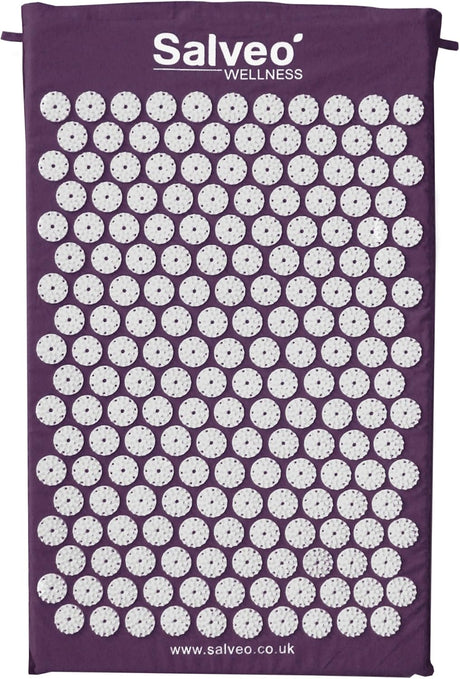 Salveo Acupressure Mat (Purple) Massage Mat Acupuncture Mat Spikey Nail Spike Shakti Mat UK Shiatsu Mat Back Pain Meditation Mat Wellbeing Stress Relief Relaxation Pressure Point Sleep Aids For Adults.