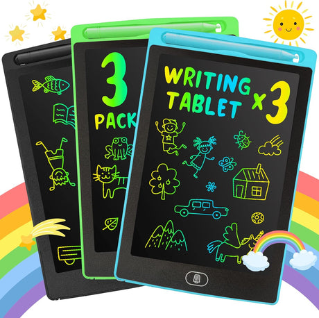 LEYAOYAO 3 Pack LCD Writing Tablet 8.5inch Colorful Screen Doodle Pad Drawing Board Learning Educational Toy - Gift for Kids 3-6 Years Old Girl Boy (Black+Green+Blue).