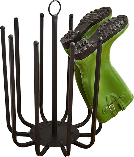 House of Home - Vintage Style Wellington Boot Rack, Indoor and Outdoor Welly Boot Stand for 5 Pairs, Durable Steel Boot Storage with Black Coating, Ideal for Large Boots and Wellies.